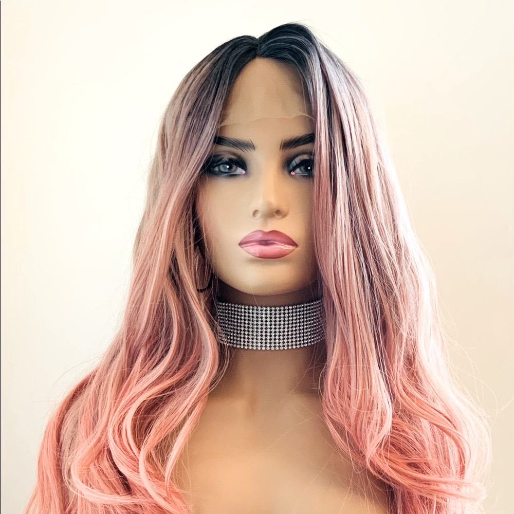 Very Pretty 24” Ombre Pink Coral Mix Lace Front Premium Wig